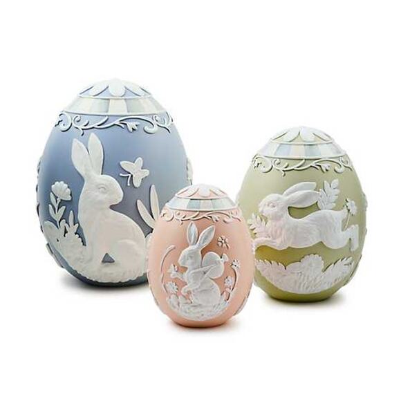 MACKENZIE-CHILDS Cameo Small Egg Pastel Spring Easter Home Decor NEW - Picture 2 of 4